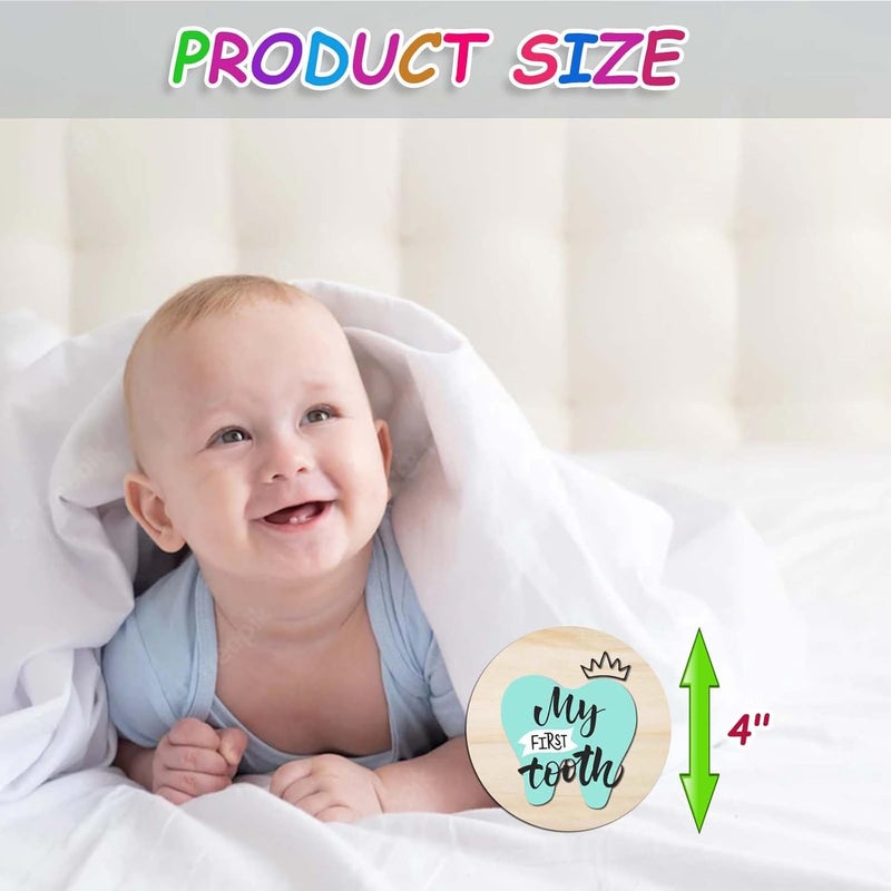 RORANIC Baby First Holiday Milestone Cards, 7 Pack Double Sided Wooden Baby Milestone Signs for Newborn Girl or Boy, Baby Shower Cards Come with Organza Gift Bag (First Special Moments) - Image 4